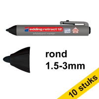Aanbieding: 10x Edding Retract 12 whiteboard marker zwart (1,5 - 3 mm rond)