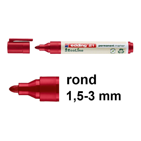 Edding EcoLine 21 permanent marker rood (1,5 - 3 mm rond) 4-21002 240331 - 1