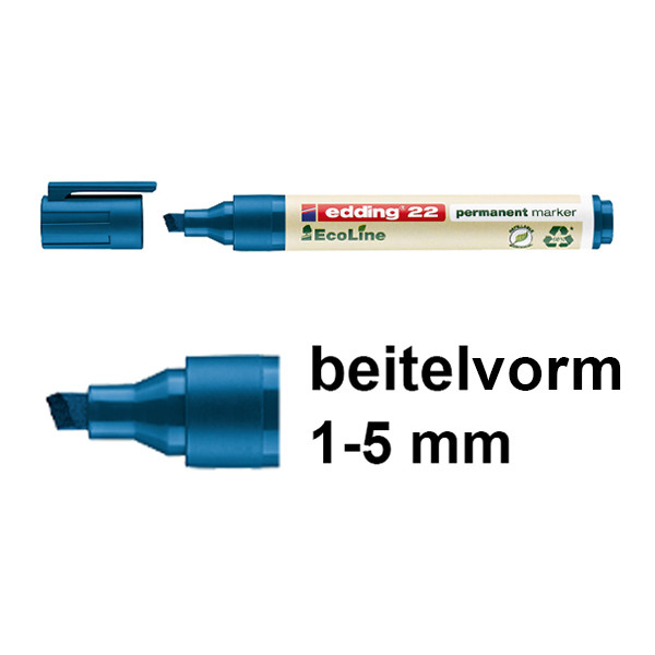 Edding EcoLine 22 permanent marker blauw (1 - 5 mm beitel) 4-22003 240336 - 1