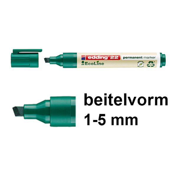 Edding EcoLine 22 permanent marker groen (1 - 5 mm beitel) 4-22004 240337 - 1