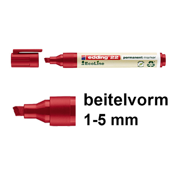 Edding EcoLine 22 permanent marker rood (1 - 5 mm beitel) 4-22002 240335 - 1