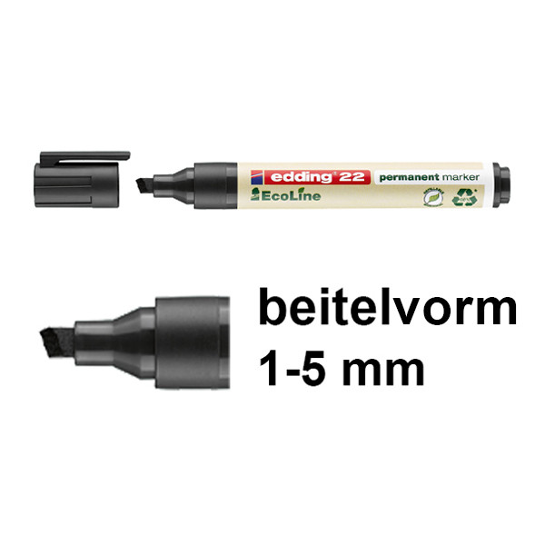 Edding EcoLine 22 permanent marker zwart (1 - 5 mm beitel) 4-22001 240334 - 1