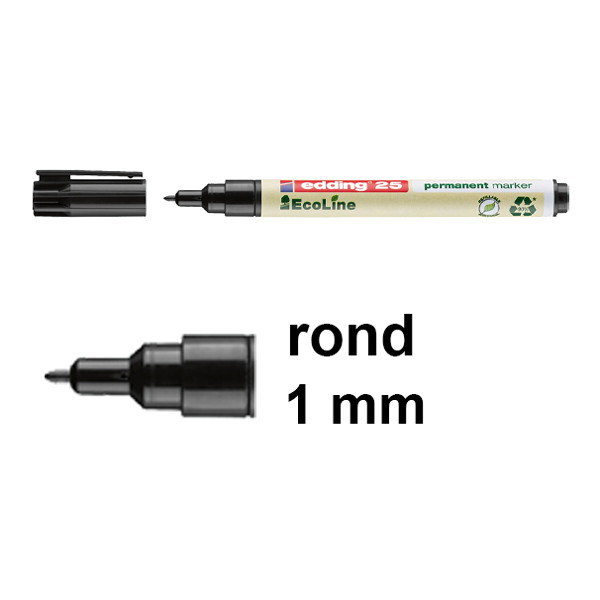 Edding EcoLine 25 permanent marker zwart (1 mm rond) 4-25001 240338 - 1