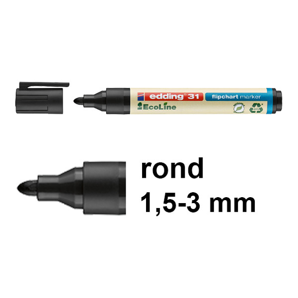 Edding EcoLine 31 flipchart marker zwart (1,5 - 3 mm rond) 4-31001 240355 - 1