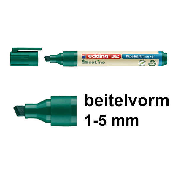 Edding EcoLine 32 flipchart marker groen (1 - 5 mm beitel) 4-32004 240362 - 1