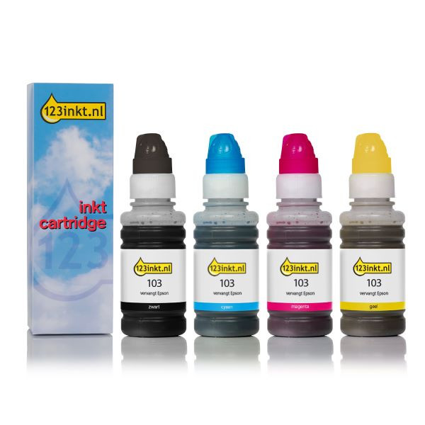 EcoTank L3160 EcoTank serie Epson Inkt cartridges Epson 103 multipack zwart  + 3 kleur (123inkt huismerk) 123inkt.nl