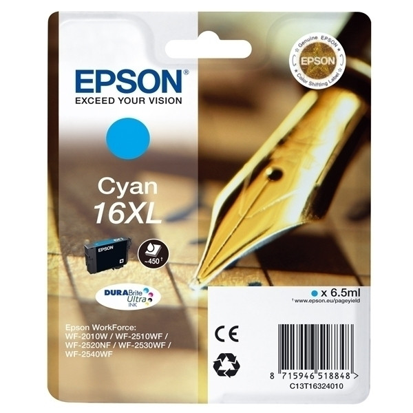 Epson 16XL (T1632) inktcartridge cyaan hoge capaciteit (origineel) C13T16324010 C13T16324012 026532 - 1