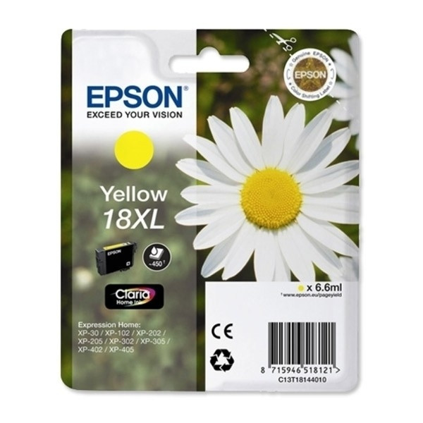 Epson 18XL (T1814) inktcartridge geel hoge capaciteit (origineel) C13T18144010 C13T18144012 901987 - 1