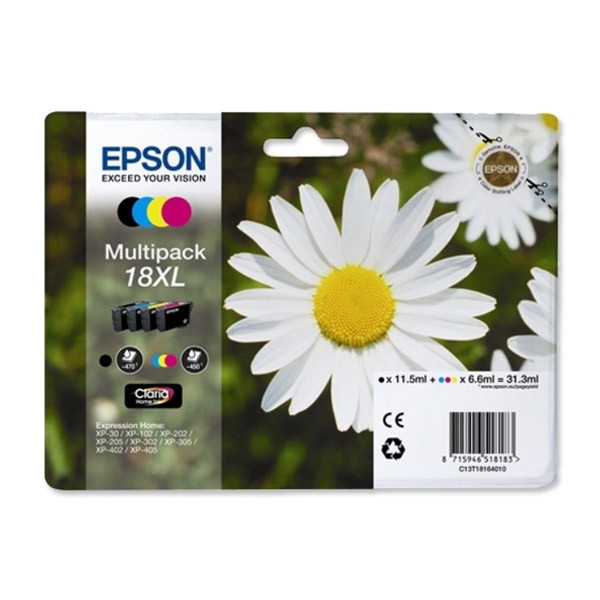 Epson 18XL (T1816) multipack 4 inktcartridges hoge capaciteit (origineel) C13T18164010 C13T18164012 026486 - 1