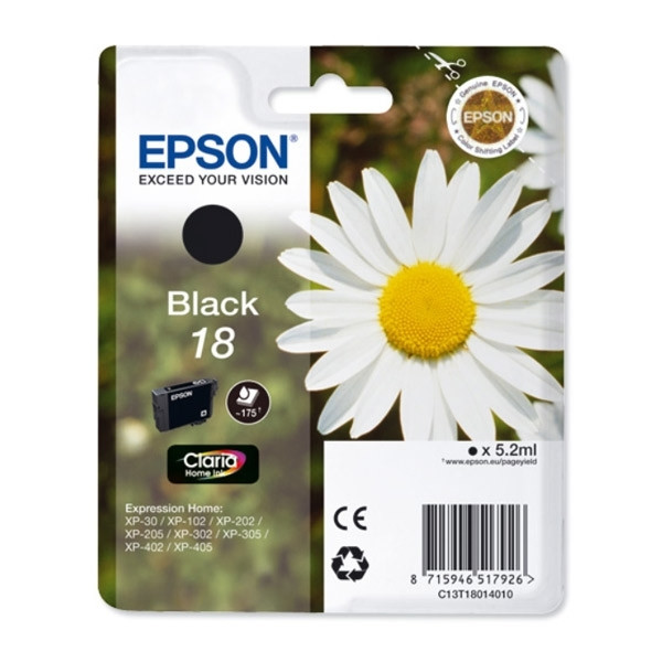 Epson 18 (T1801) inktcartridge zwart (origineel) C13T18014010 C13T18014012 900691 - 1
