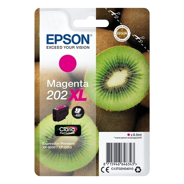 Epson 202XL (T02H3) inktcartridge magenta hoge capaciteit (origineel) C13T02H34010 027142 - 1