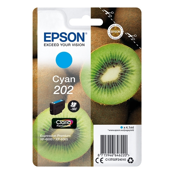 Epson 202 (T02F2) inktcartridge cyaan (origineel) C13T02F24010 027130 - 1