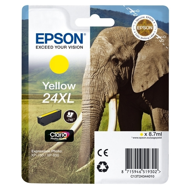 Epson 24XL (T2434) inktcartridge geel hoge capaciteit (origineel) C13T24344010 C13T24344012 900783 - 1