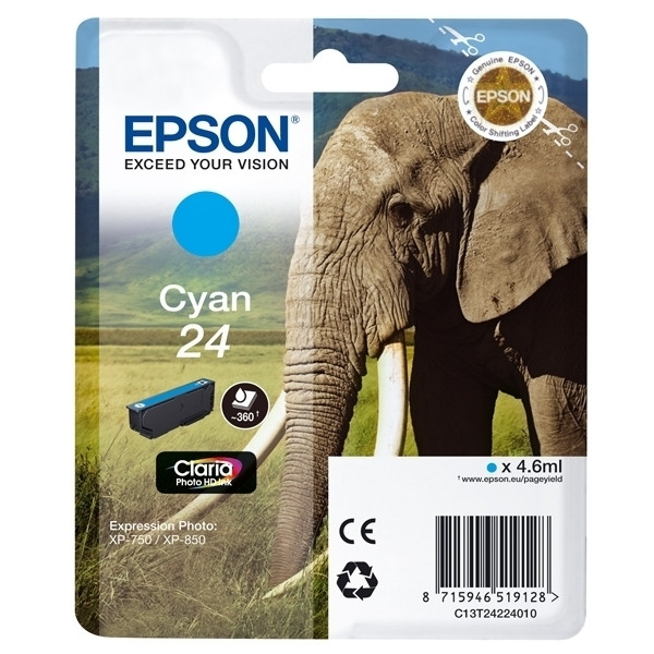 Epson 24 (T2422) inktcartridge cyaan (origineel) C13T24224010 C13T24224012 900775 - 1