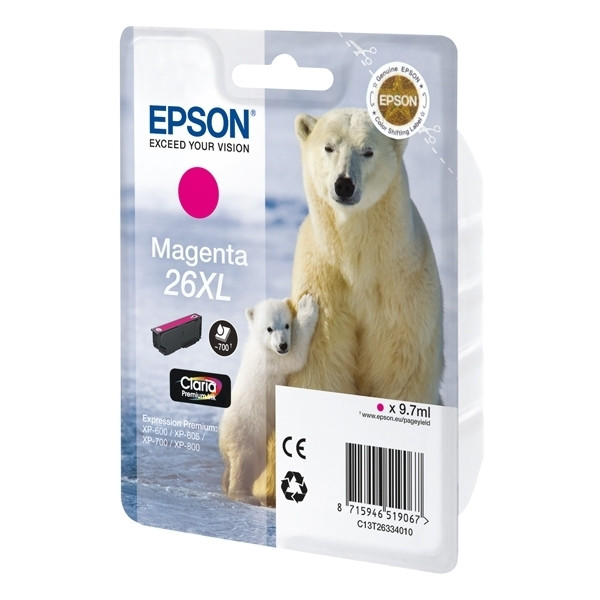 Epson 26XL (T2633) inktcartridge magenta hoge capaciteit (origineel) C13T26334010 C13T26334012 902481 - 1