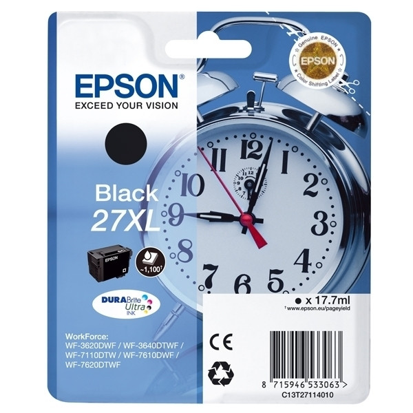 Epson 27XL (T2711) inktcartridge zwart hoge capaciteit (origineel) C13T27114010 C13T27114012 026616 - 