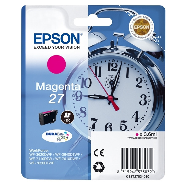 Epson 27 (T2703) inktcartridge magenta (origineel) C13T27034010 C13T27034012 026630 - 1