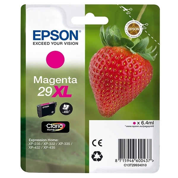 Epson 29XL (T2993) inktcartridge magenta hoge capaciteit (origineel) C13T29934010 C13T29934012 026838 - 