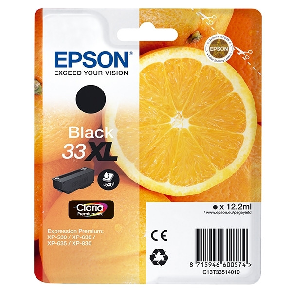 Epson 33XL (T3351) inktcartridge zwart hoge capaciteit (origineel) C13T33514010 C13T33514012 026850 - 