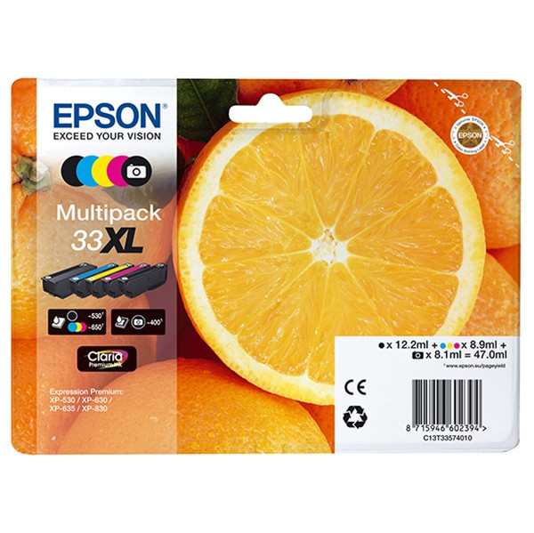 Epson 33XL (T3357) multipack 5 kleuren hoge capaciteit (origineel) C13T33574010 026870 - 1