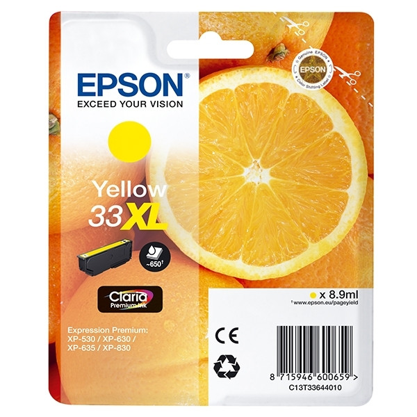 Epson 33XL (T3364) inktcartridge geel hoge capaciteit (origineel) C13T33644010 C13T33644012 026866 - 1