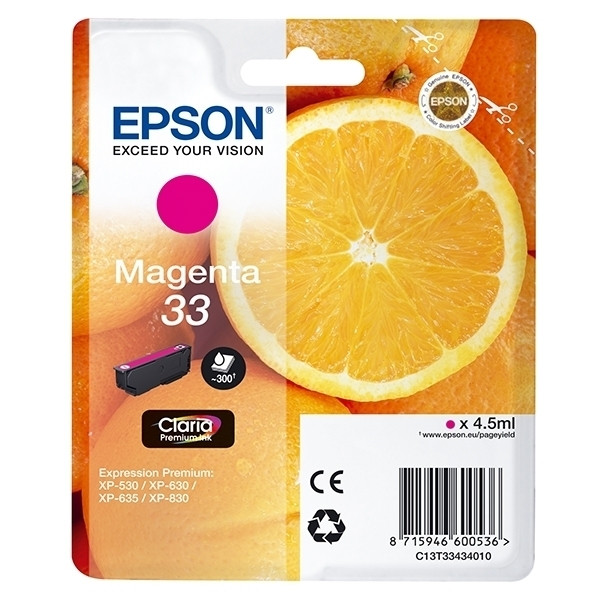 Epson 33 (T3343) inktcartridge magenta (origineel) C13T33434010 C13T33434012 026860 - 1