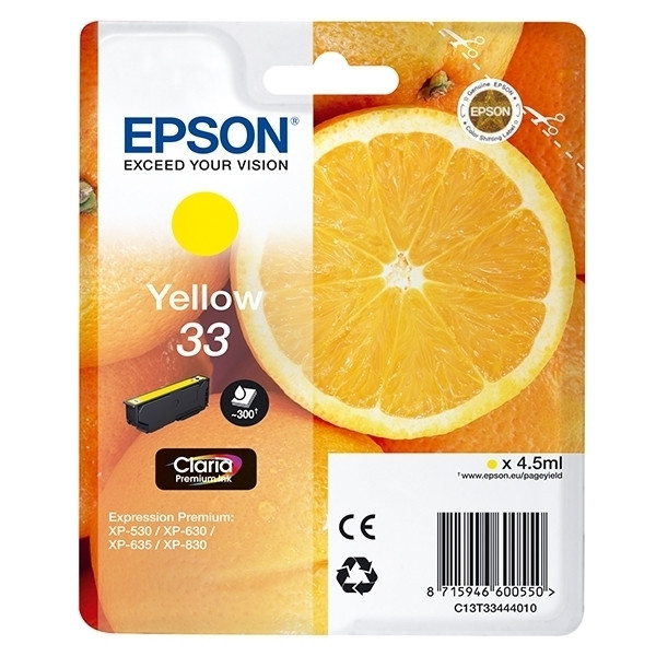 Epson 33 (T3344) inktcartridge geel (origineel) C13T33444010 C13T33444012 026864 - 1