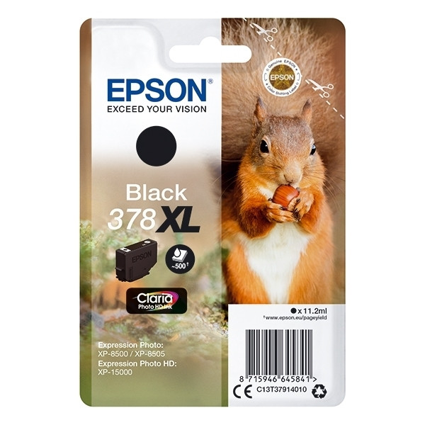 Epson 378XL (T3791) inktcartridge zwart hoge capaciteit (origineel) C13T37914010 027110 - 1