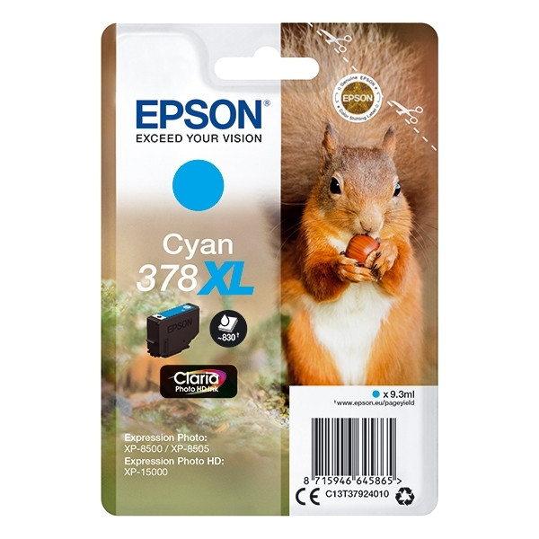 Epson 378XL (T3792) inktcartridge cyaan hoge capaciteit (origineel) C13T37924010 027112 - 1