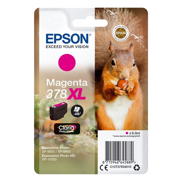 Epson 378XL (T3793) inktcartridge magenta hoge capaciteit (origineel) C13T37934010 027114 - 1