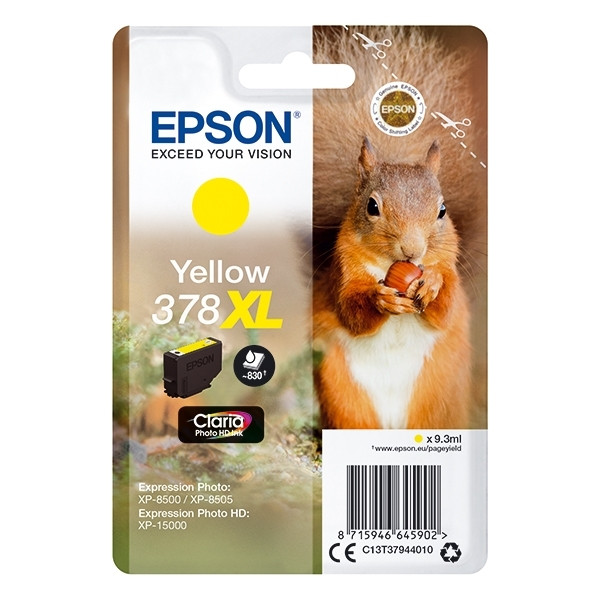 Epson 378XL (T3794) inktcartridge geel hoge capaciteit (origineel) C13T37944010 027116 - 1