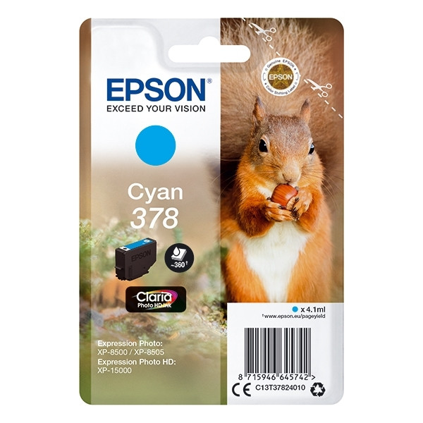 Epson 378 (T3782) inktcartridge cyaan (origineel) C13T37824010 027100 - 1