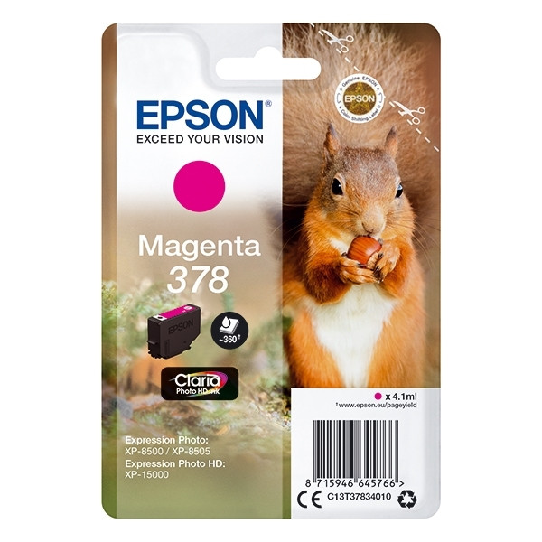 Epson 378 (T3783) inktcartridge magenta (origineel) C13T37834010 027102 - 1