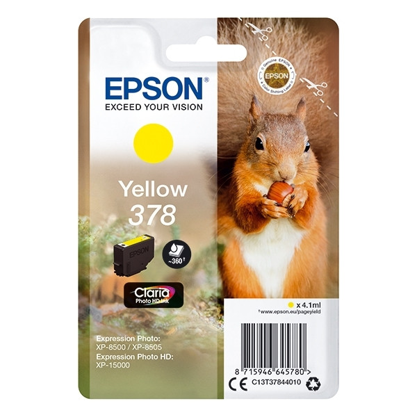 Epson 378 (T3784) inktcartridge geel (origineel) C13T37844010 027104 - 1