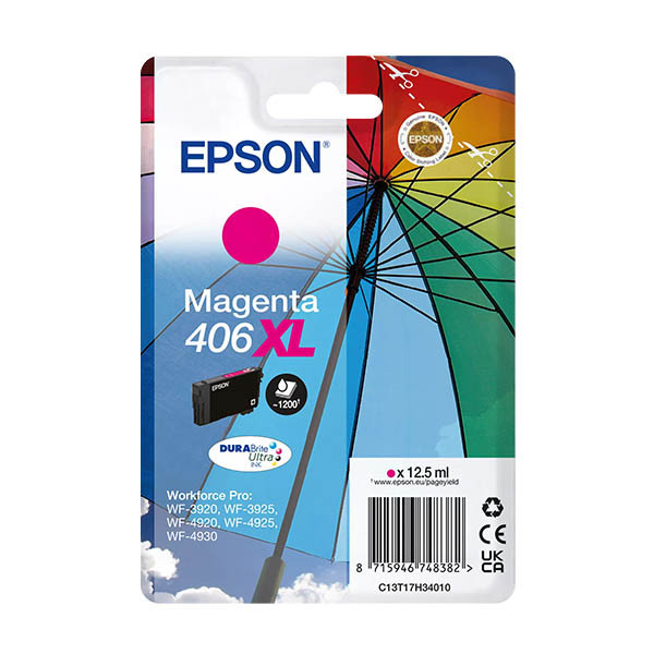 Epson 406XL (T17H3) inktcartridge magenta (origineel) 652176 - 1