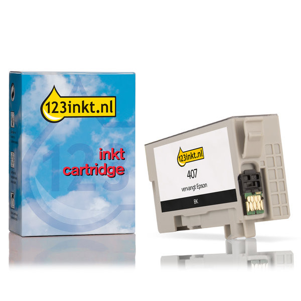 Epson 407 (T07U1) inktcartridge zwart (123inkt huismerk) C13T07U140C 083557 - 1