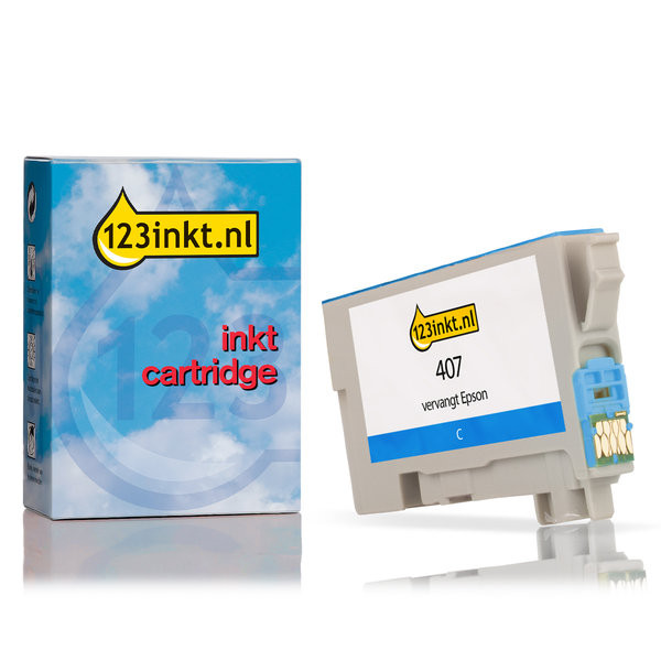 Epson 407 (T07U2) inktcartridge cyaan (123inkt huismerk) C13T07U240C 083559 - 1
