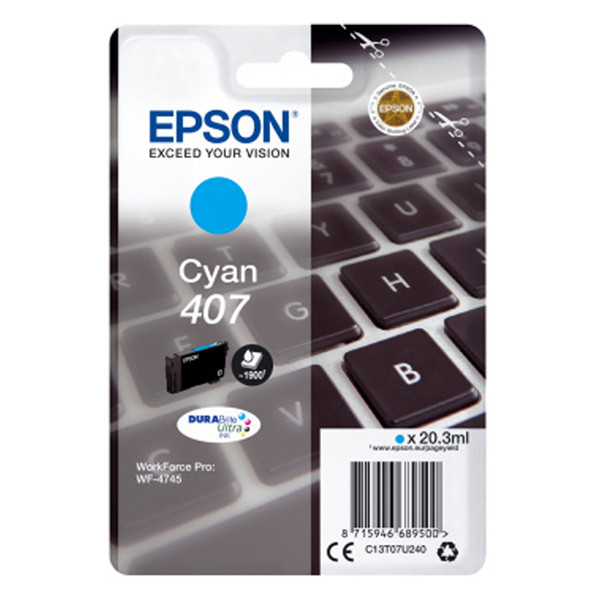 Epson 407 (T07U2) inktcartridge cyaan (origineel) C13T07U240 083558 - 1
