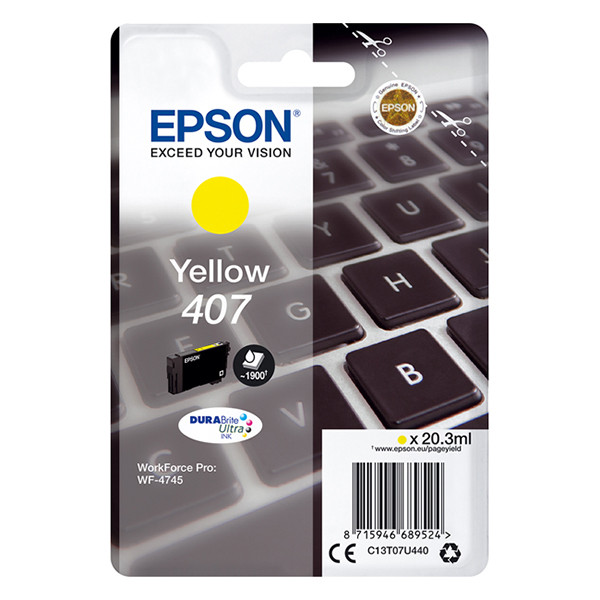 Epson 407 (T07U4) inktcartridge geel (origineel) C13T07U440 083562 - 1