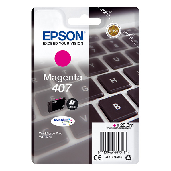 Epson 407 inktcartridge magenta (origineel) C13T07U340 083560 - 1
