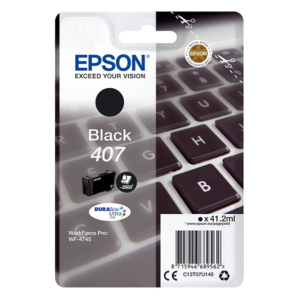 Epson 407 inktcartridge zwart (origineel) C13T07U140 083556 - 1