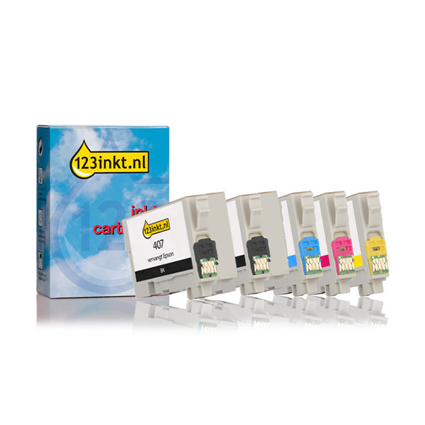 Epson 407 multipack 2x zwart + 3 kleuren (123inkt huismerk)  160802 - 1