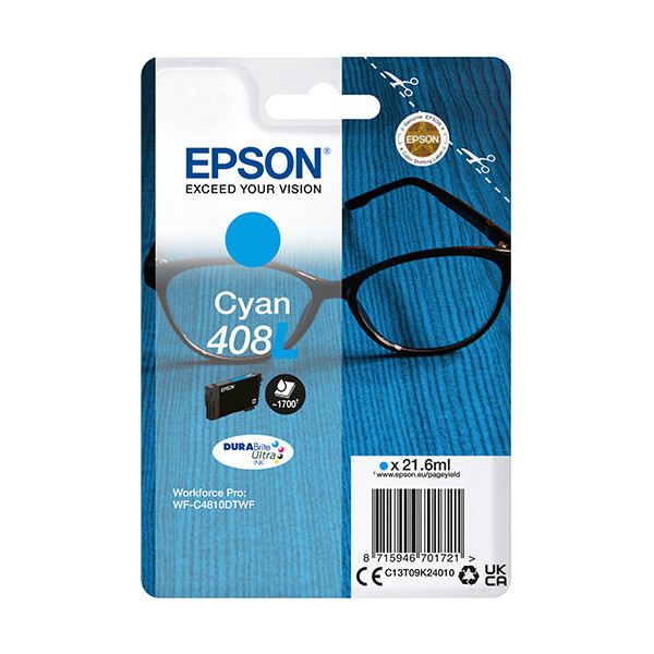 Epson 408XL (T09K2) inktcartridge cyaan hoge capaciteit (origineel) C13T09K24010 024126 - 1