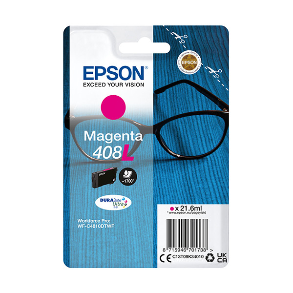 Epson 408XL (T09K3) inktcartridge magenta hoge capaciteit (origineel) C13T09K34010 024128 - 1