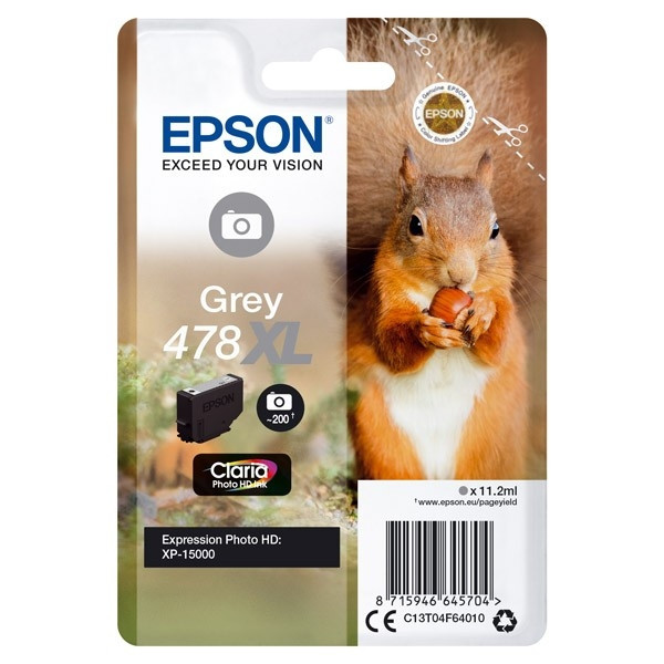 Epson 478XL (T04F6) inktcartridge grijs hoge capaciteit (origineel) C13T04F64010 027196 - 1