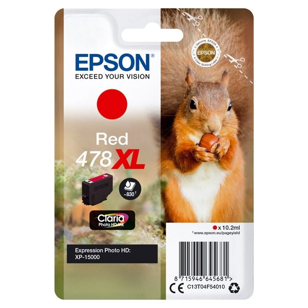 Epson 478XL inktcartridge rood hoge capaciteit (origineel) C13T04F54010 027194 - 1