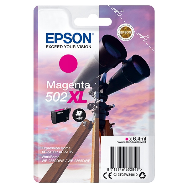 Epson 502XL (T02W3) inktcartridge magenta hoge capaciteit (origineel) C13T02W34010 C13T02W34020 024112 - 1