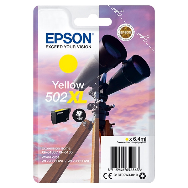 Epson 502XL inktcartridge geel hoge capaciteit (origineel) C13T02W44010 C13T02W44020 024114 - 