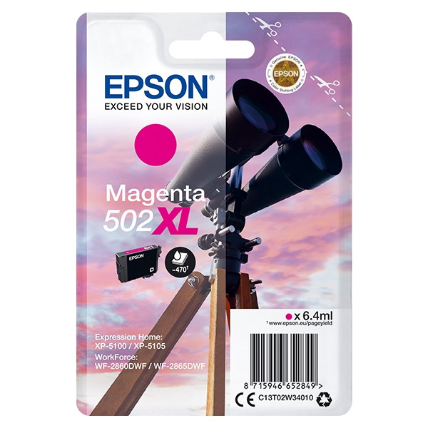 Epson 502XL inktcartridge magenta hoge capaciteit (origineel) C13T02W34010 C13T02W34020 024112 - 