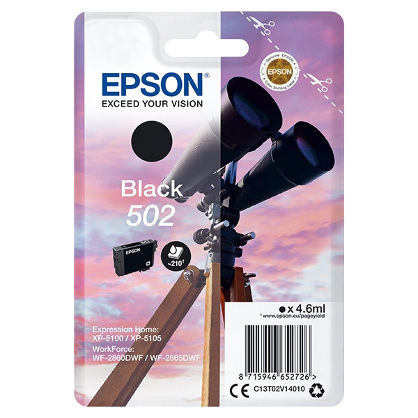 Epson 502 (T02V1) inktcartridge zwart (origineel) C13T02V14010 C13T02V14020 902993 - 1